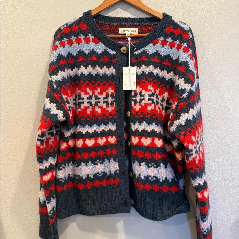 Lucky Brand Multicolor Patterned Cardigan size XL